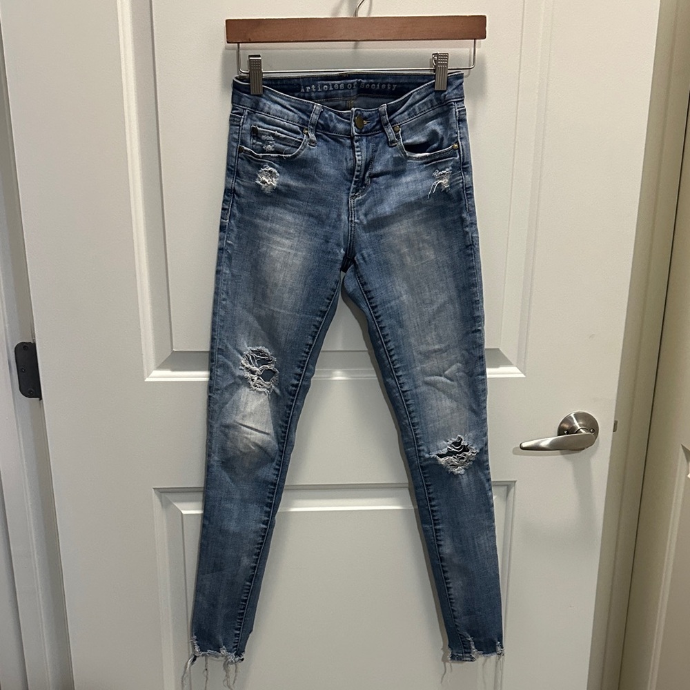 Articles Of Society Ripped Blue Skinny Jeans